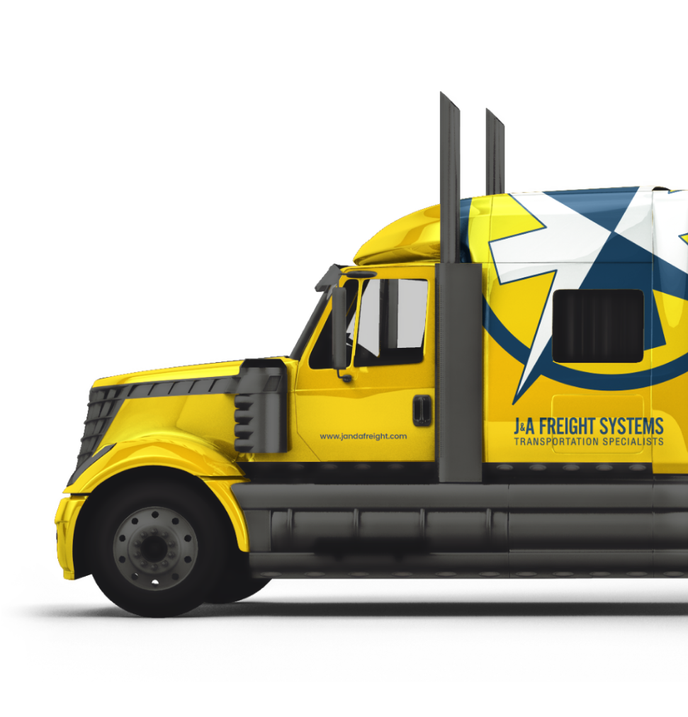 J&A Freight Systems branded tractor