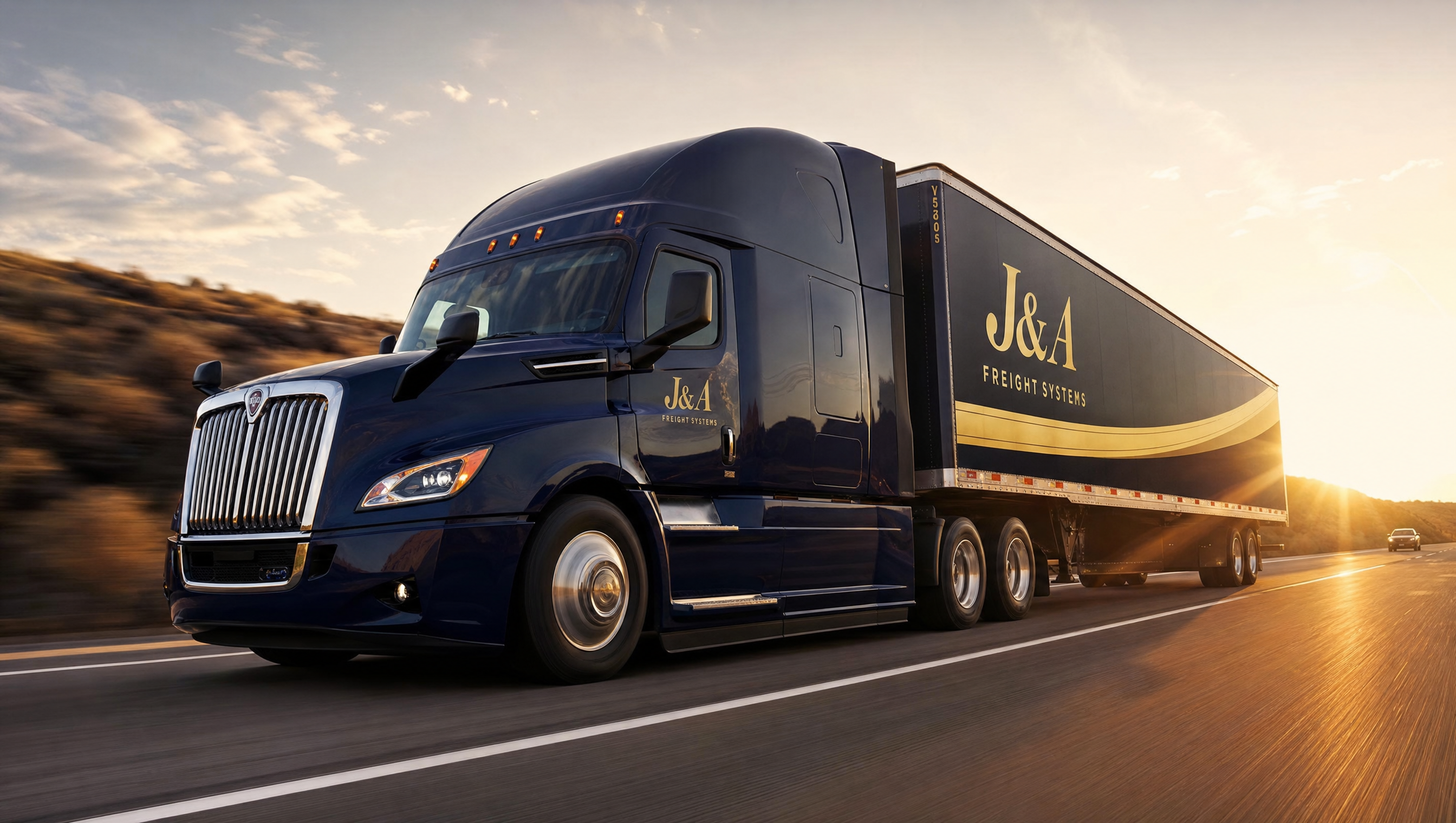 J&A Freight Systems truck on an interstate highway