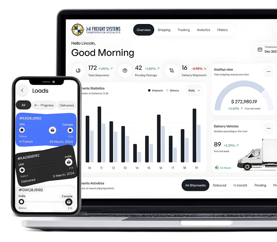 Best In Class Transportation Management Software platform — live freight management dashboard